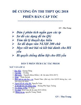 Đề cương ôn thi THPT quốc gia môn ngữ văn 2018 của cô thu trang
