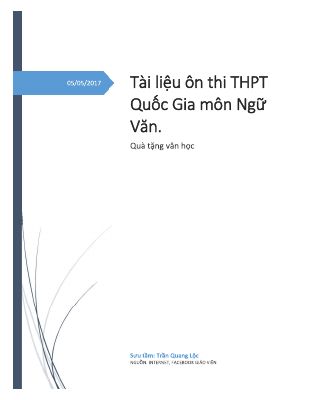 Tài liệu ôn thi THPT quốc gia môn ngữ văn của thầy trần quang lộc