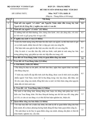 đề thi tuyển sinh đại học khối D môn Ngữ Văn 2013