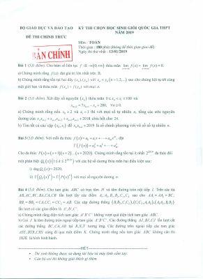 Đề thi học sinh giỏi THPT quốc gia môn Toán năm 2019 chi tiết