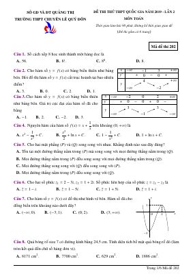 Đề thi thử Toán THPT QG 2019 lần 2 trường chuyên Lê Quý Đôn  Quảng Trị