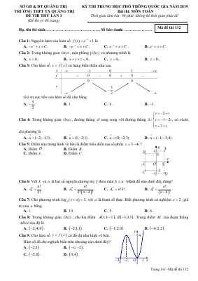 Đề thi thử THPTQG 2019 môn Toán lần 1 trường THPT TX Quảng Trị