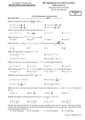 Đề thi thử THPT quốc gia 2017 môn Toán THPT Lương Đắc Bằng Thanh Hóa