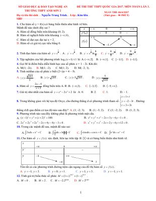 Đề thi thử THPT quốc gia 2017 môn Toán THPT Anh Sơn 2  Nghệ An lần 3
