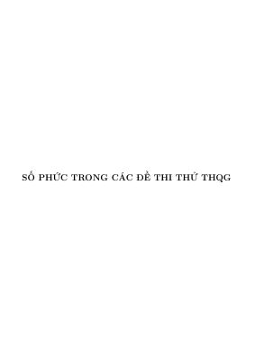 Số phức trong các đề thi thử THPT quốc gia môn Toán