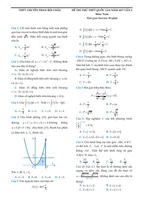 Đề thi thử THPT quốc gia môn Toán năm 2017 THPT chuyên phan bội châu lần 4