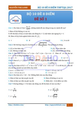 Ebook bộ 10 đề 8 điểm THPT quốc gia 2017 của cô nguyễn thị lanh