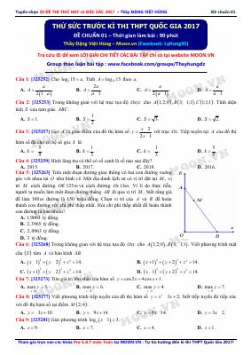Đề thi thử THPT quốc gia môn Toán năm 2017 của thầy đặng việt hùng mã 1