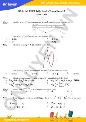 Đề thi thử THPT Triệu Sơn 2 - Thanh Hóa - Lần 2 môn Toán