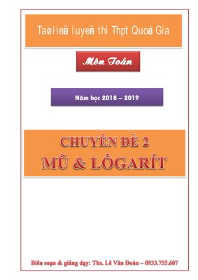Bài tập hàm số lũy thừa, mũ, logarit luyện thi THPT quốc gia của Lê Văn Đoàn