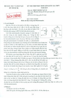 Đề thi dự bị học sinh hiỏi THPT quốc gia môn Vật lý năm 2019 chi tiết