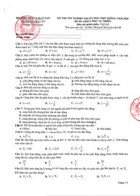 Đề minh họa 2020 lần 2 môn vật lý
