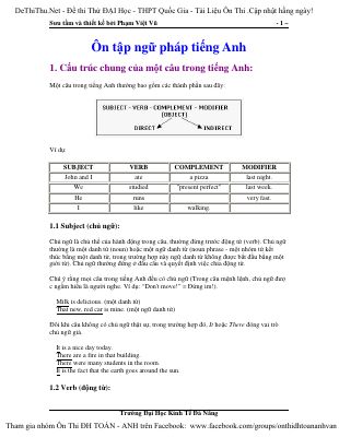 Tài liệu ôn tập ngữ pháp môn tiếng anh trong đề thi thử đại học