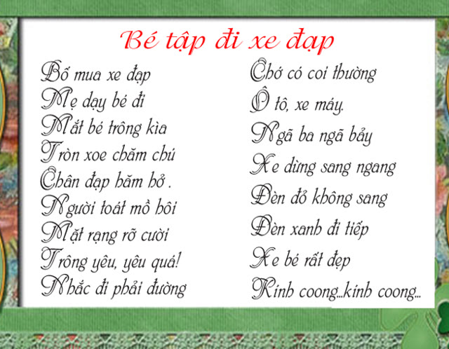 Bé tập đi xe đạp