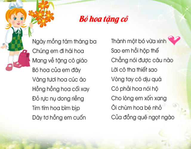 Bó hoa tặng cô