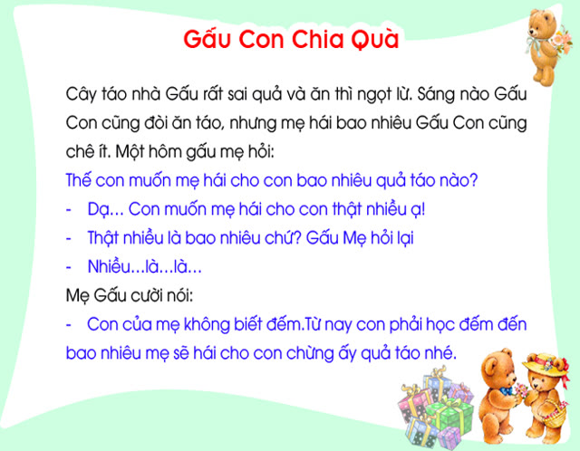 Bộ tranh ảnh: Gấu con chia quà