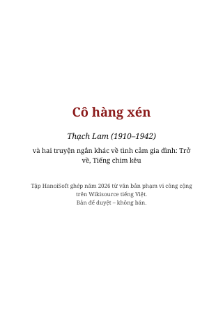 Cô hàng xén và hai truyện ngắn khác về tình cảm gia đình (Thạch Lam)